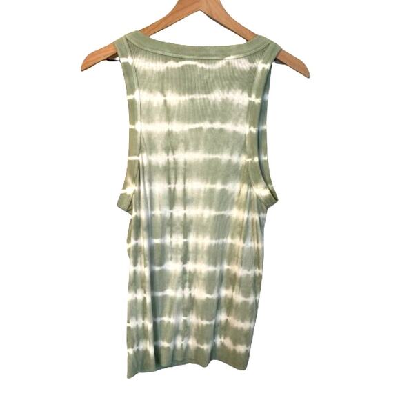 Aerie NWT Light Green White Tie Dye Stripe High Neck Ribbed Muscle Tank Top XL - Picture 10 of 10